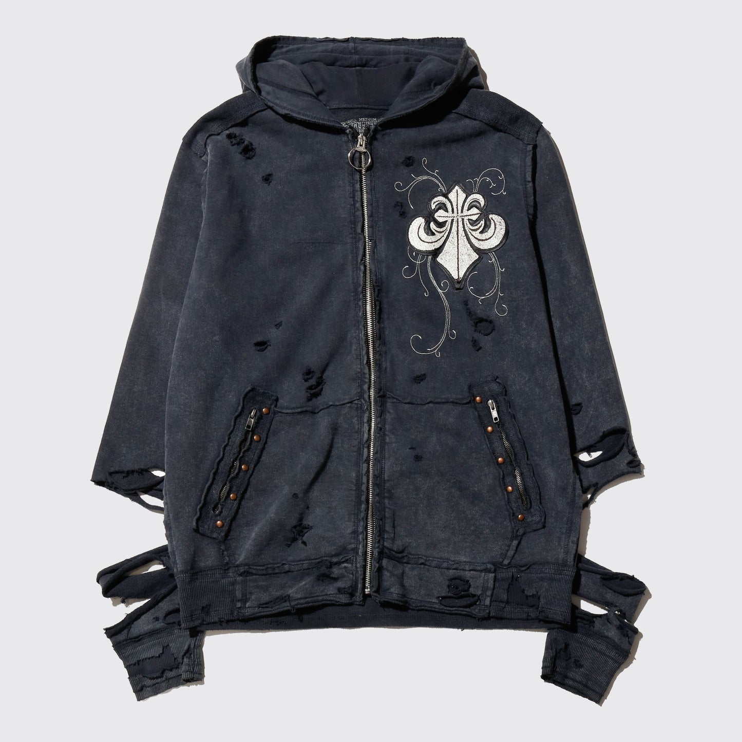 *one-off 00's affliction fleur de lis broken hoodie