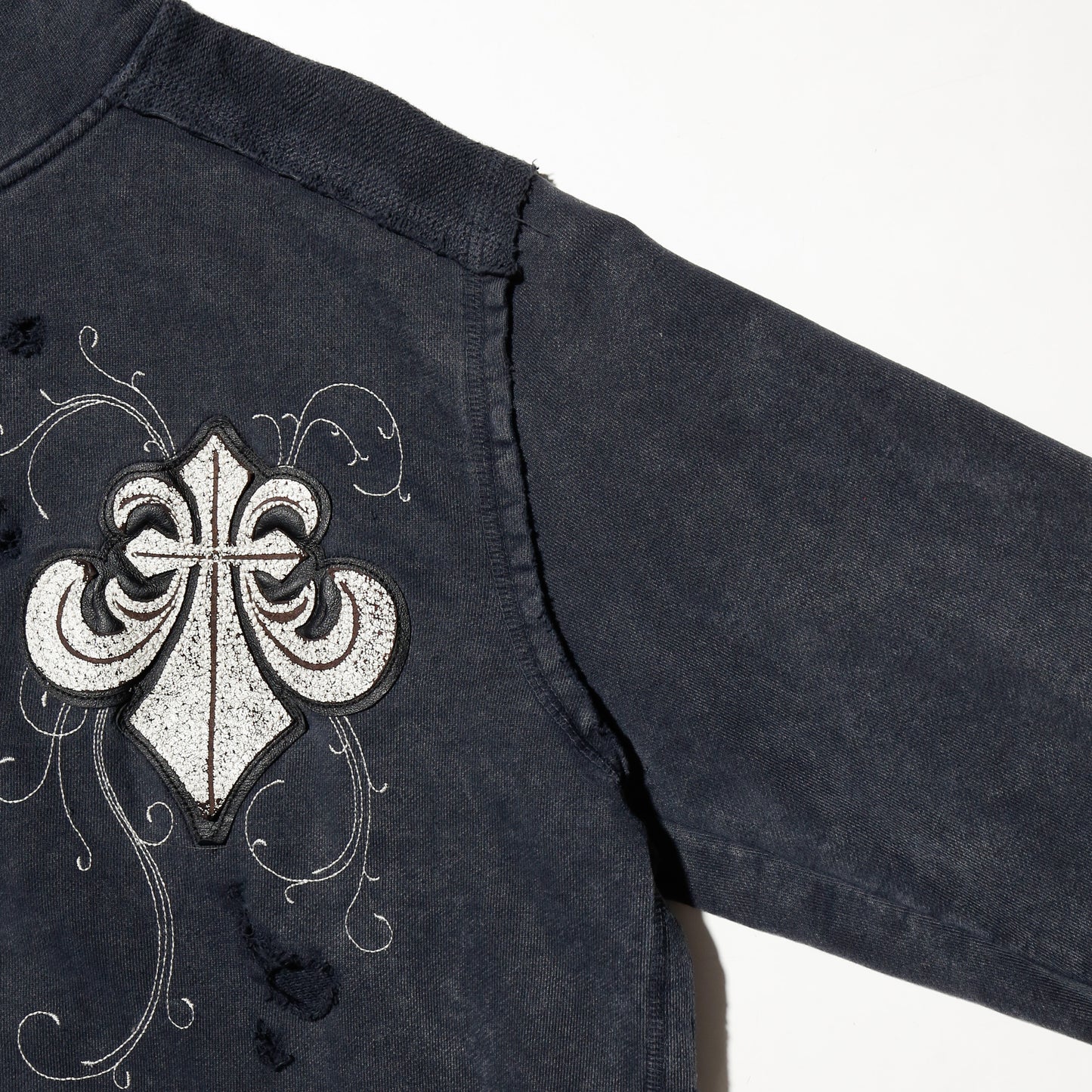 *one-off 00's affliction fleur de lis broken hoodie