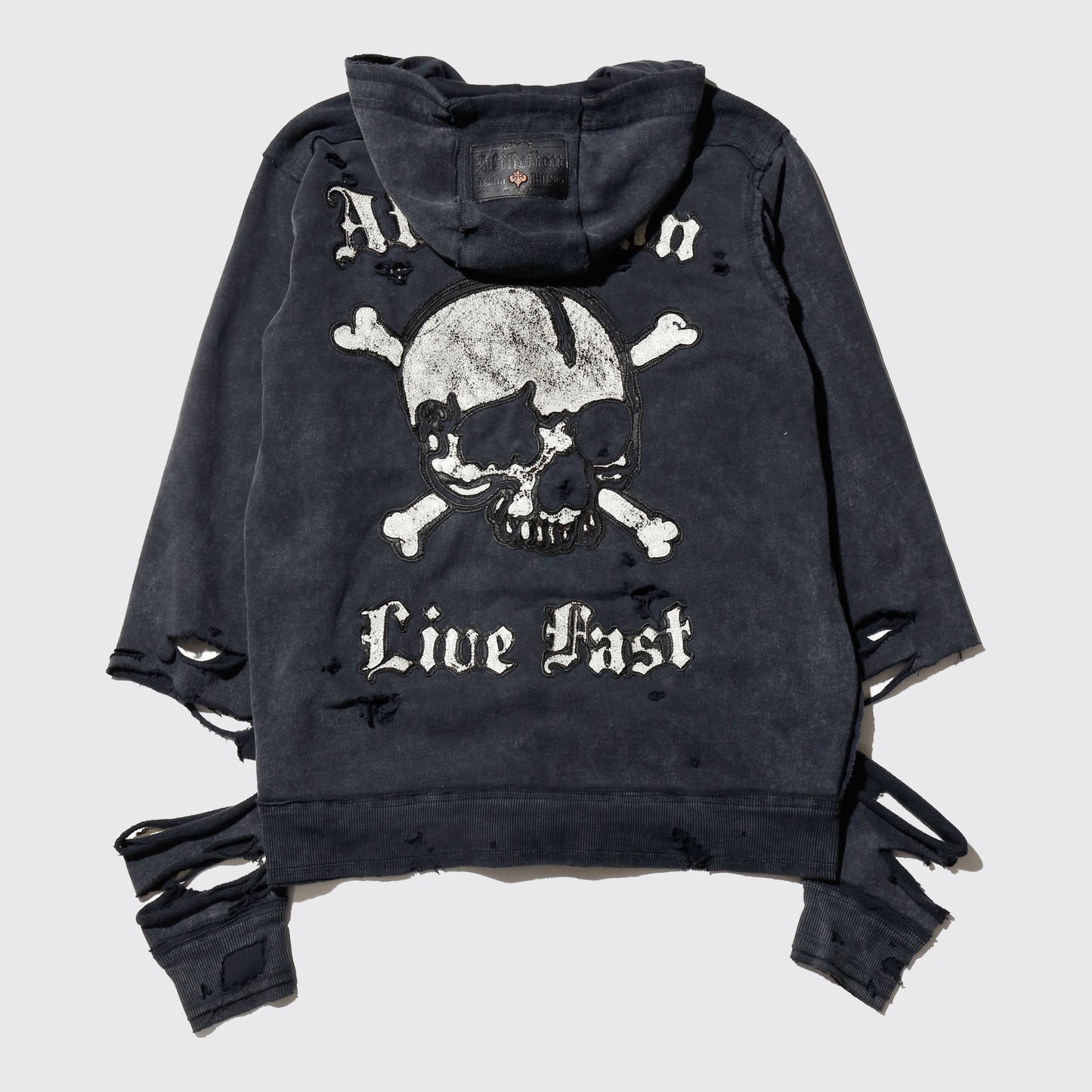 *one-off 00's affliction fleur de lis broken hoodie