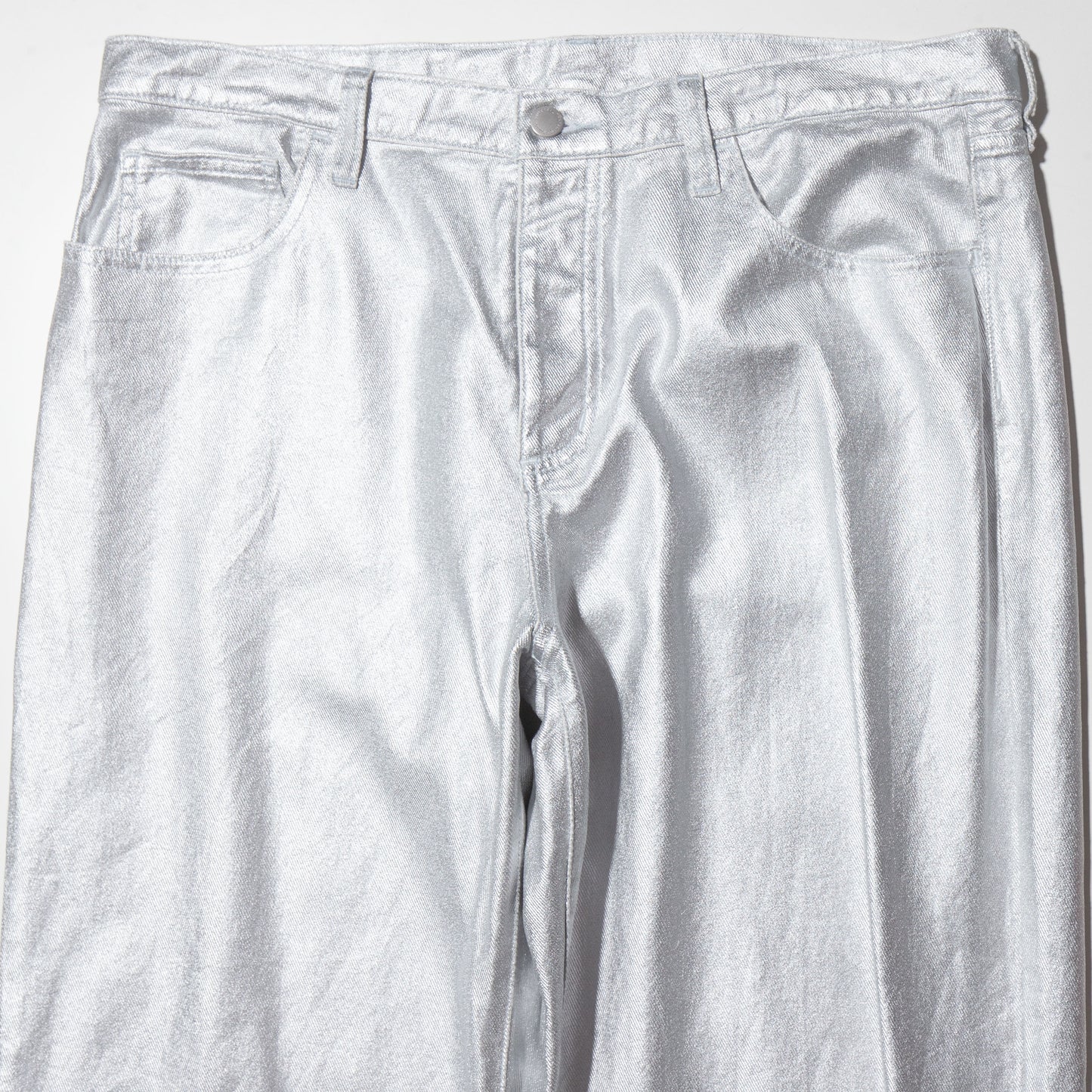 vintage silver coating wide leg jeans