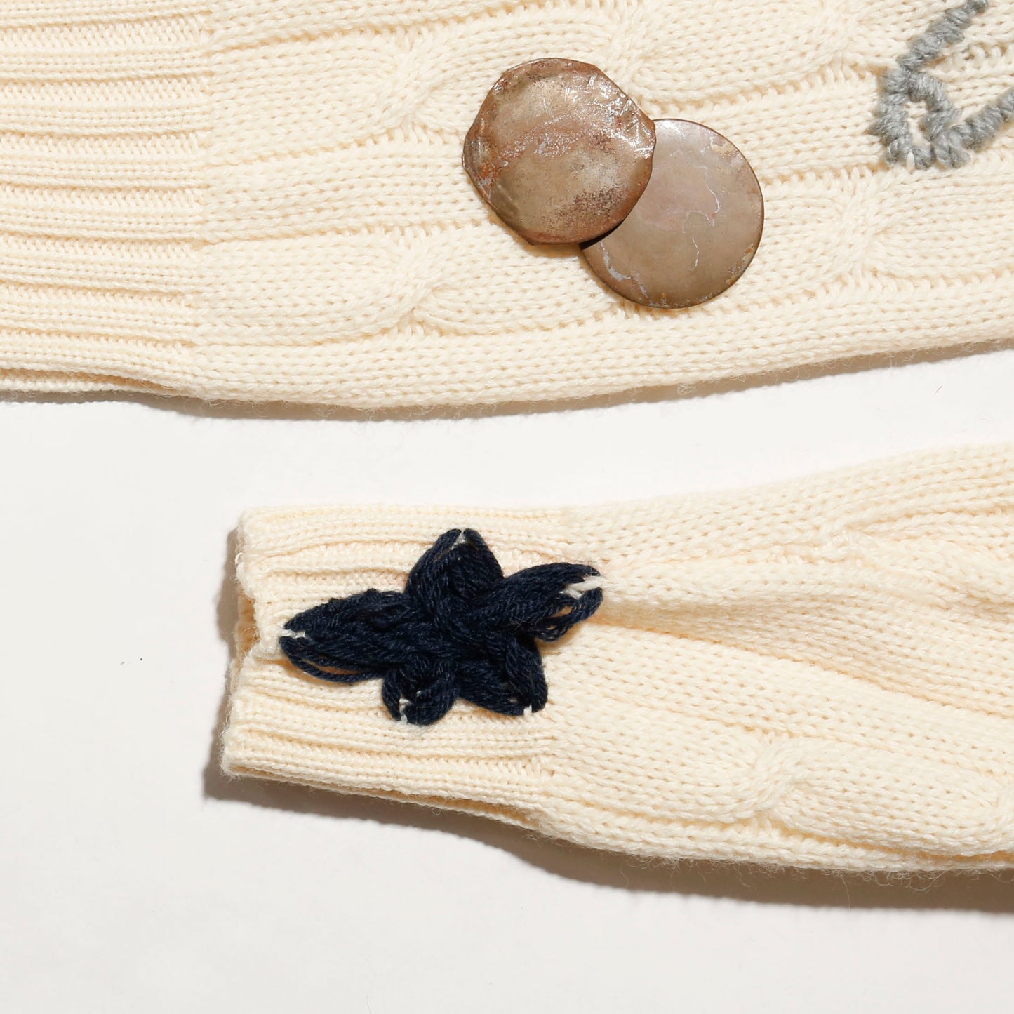 *one-off craft cricket cardigan, with copper badge