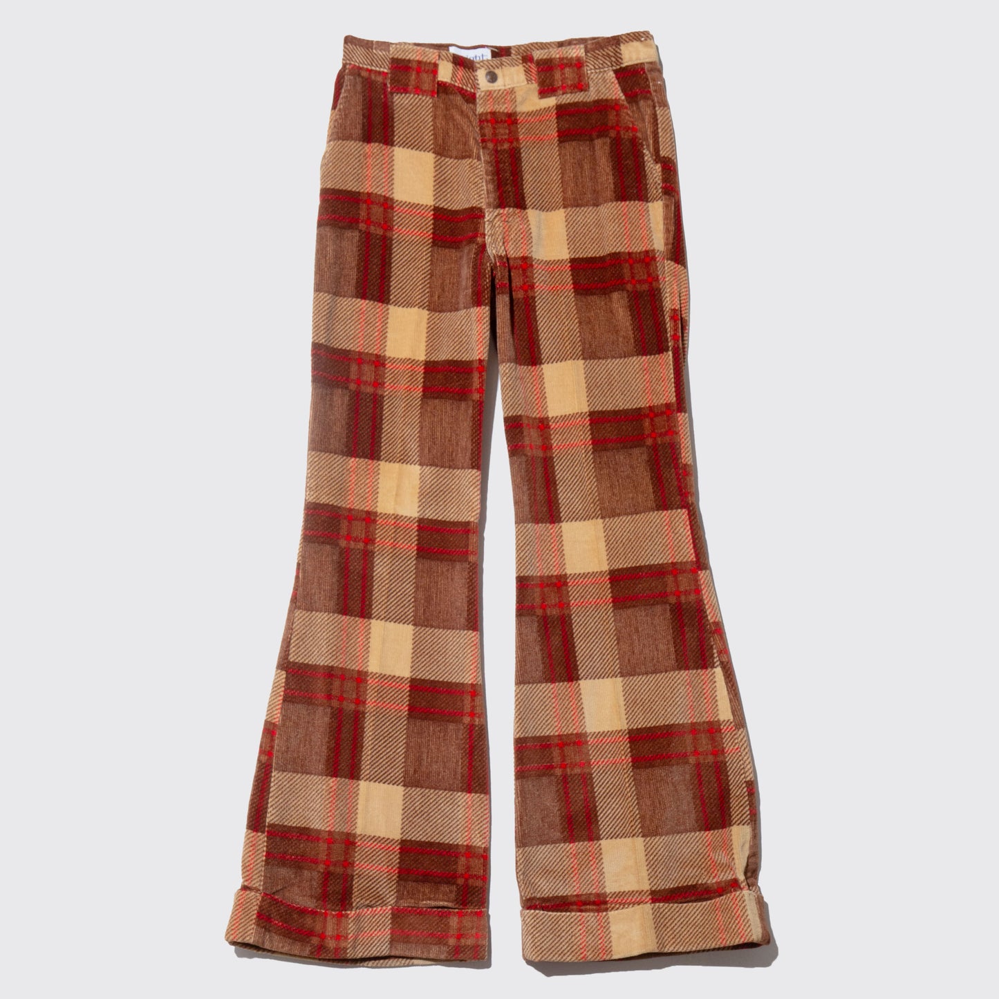 vintage 70's check corduroy flare trousers