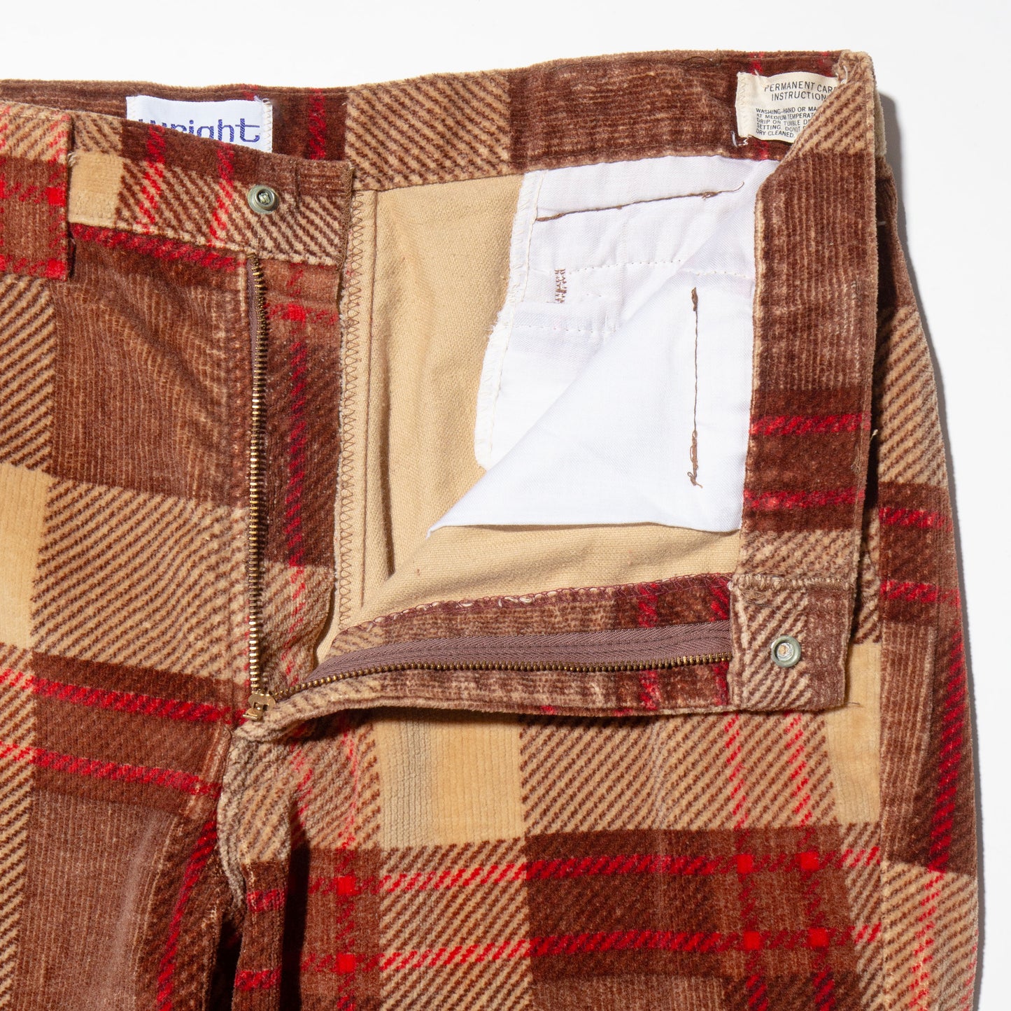 vintage 70's check corduroy flare trousers