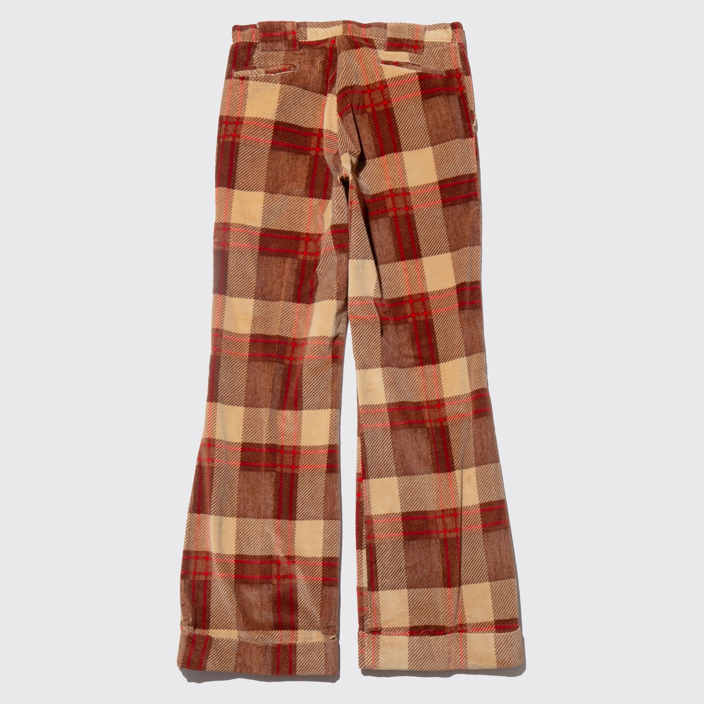 vintage 70's check corduroy flare trousers