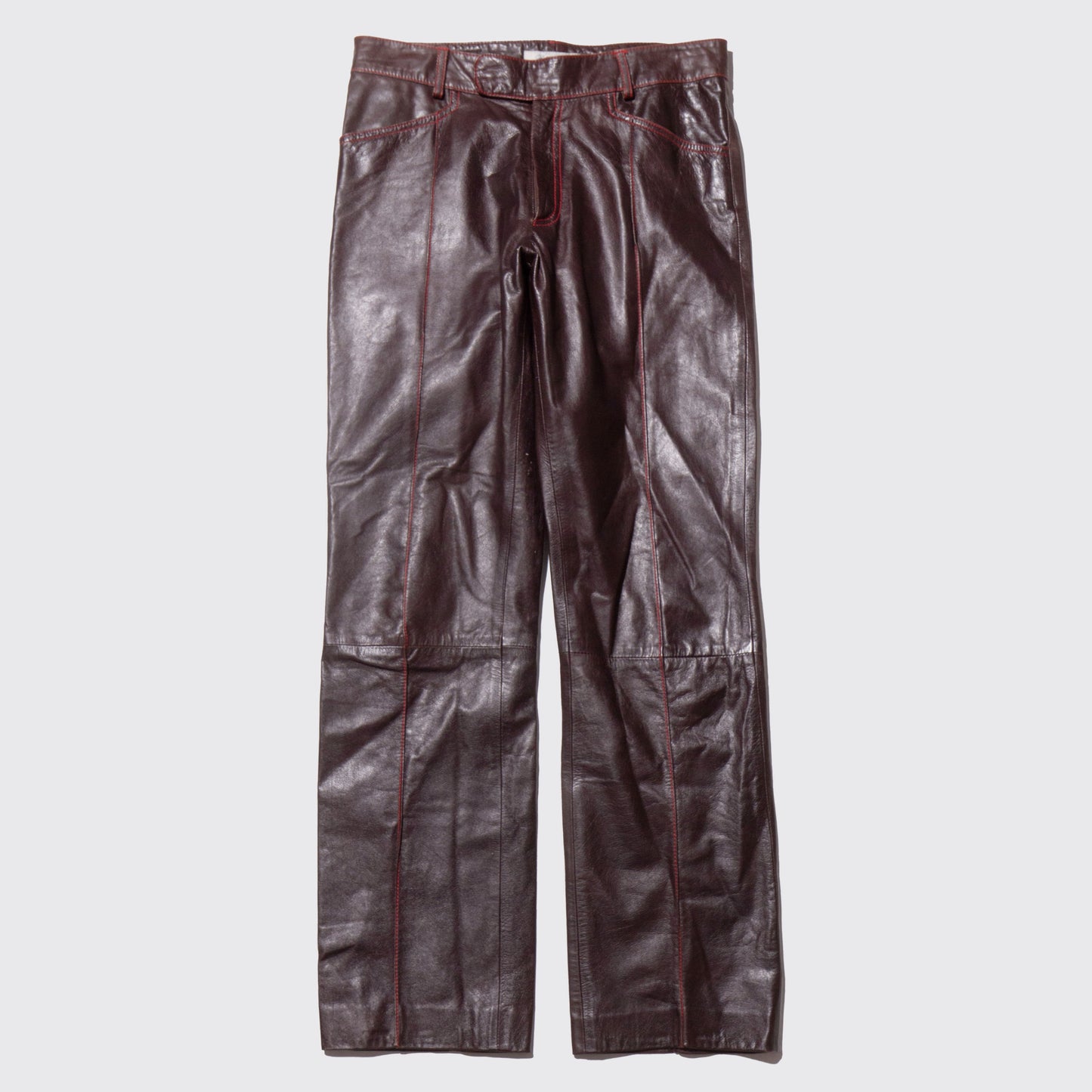 vintage center pleats leather trousers