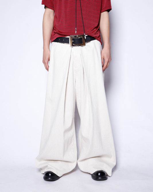 vintage center tuck stripe wide trousers