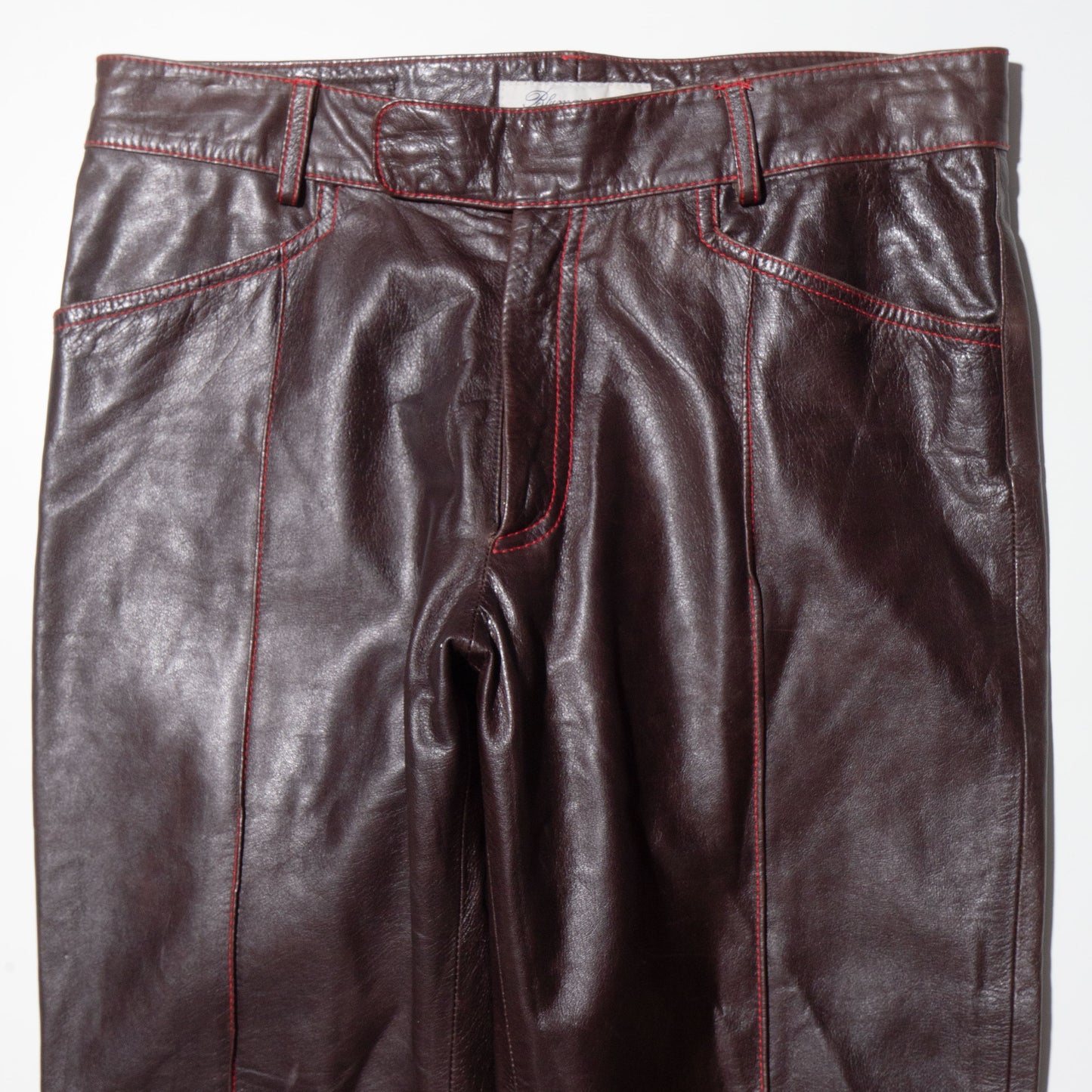 vintage center pleats leather trousers