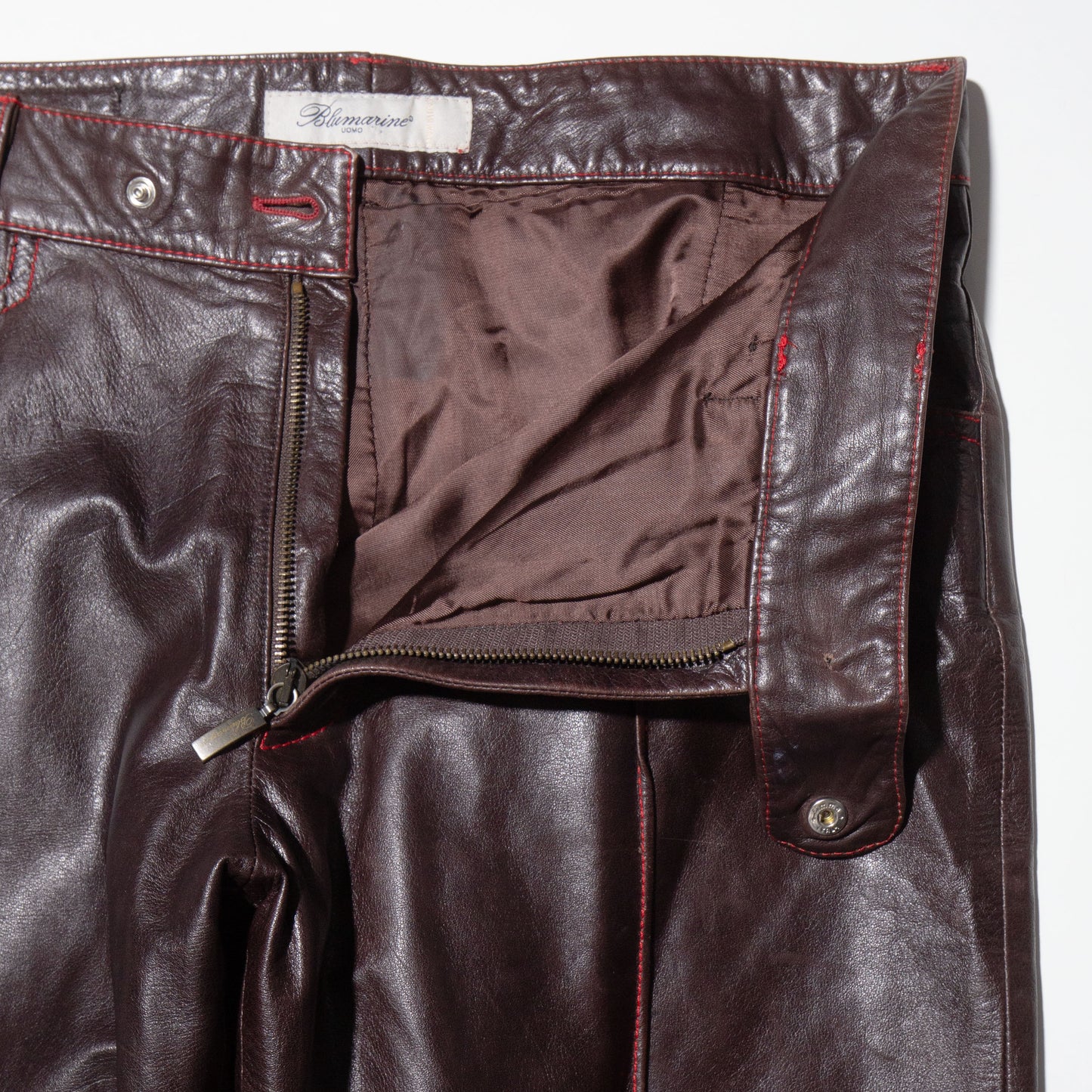 vintage center pleats leather trousers