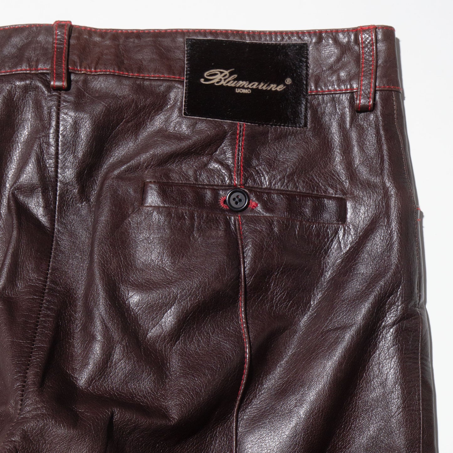 vintage center pleats leather trousers