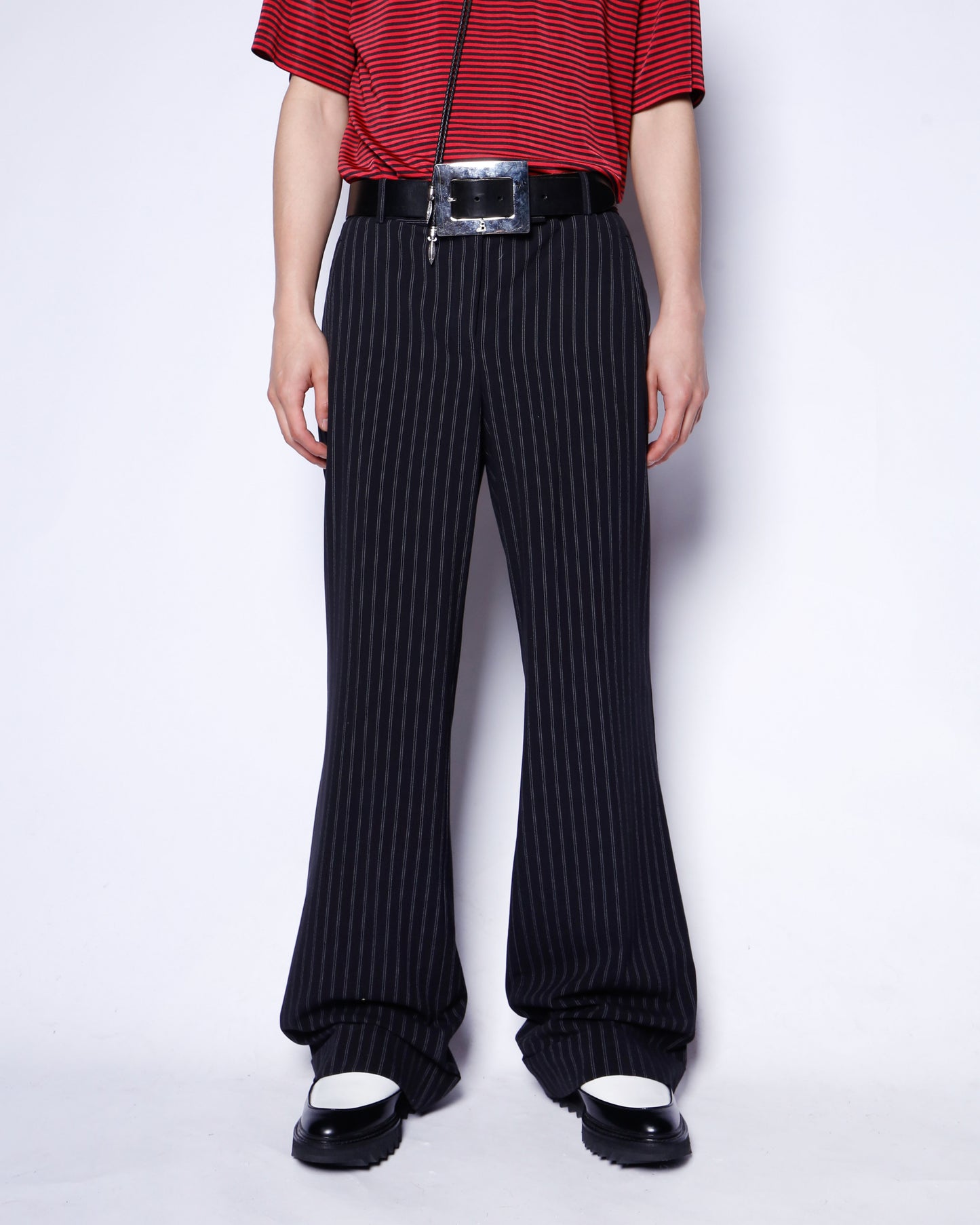 vintage low rise stripe flare slacks