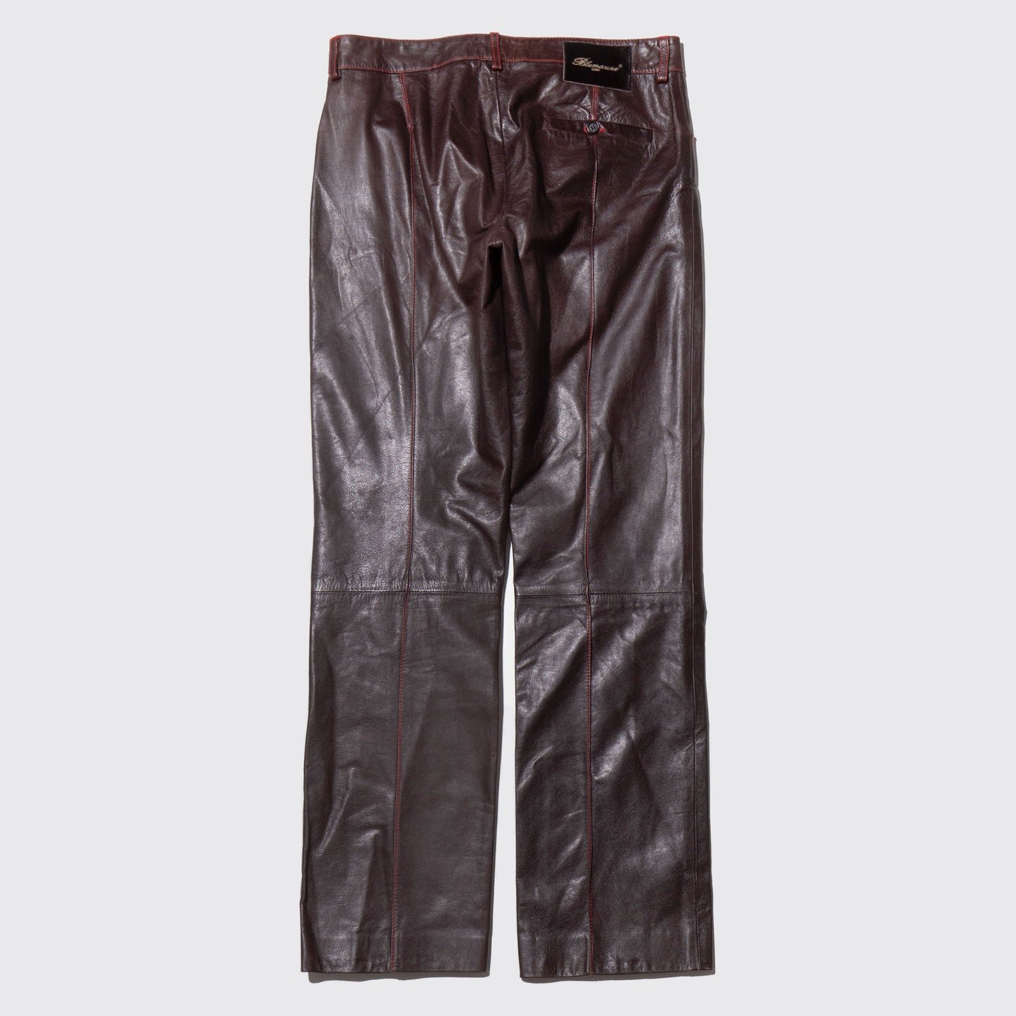 vintage center pleats leather trousers