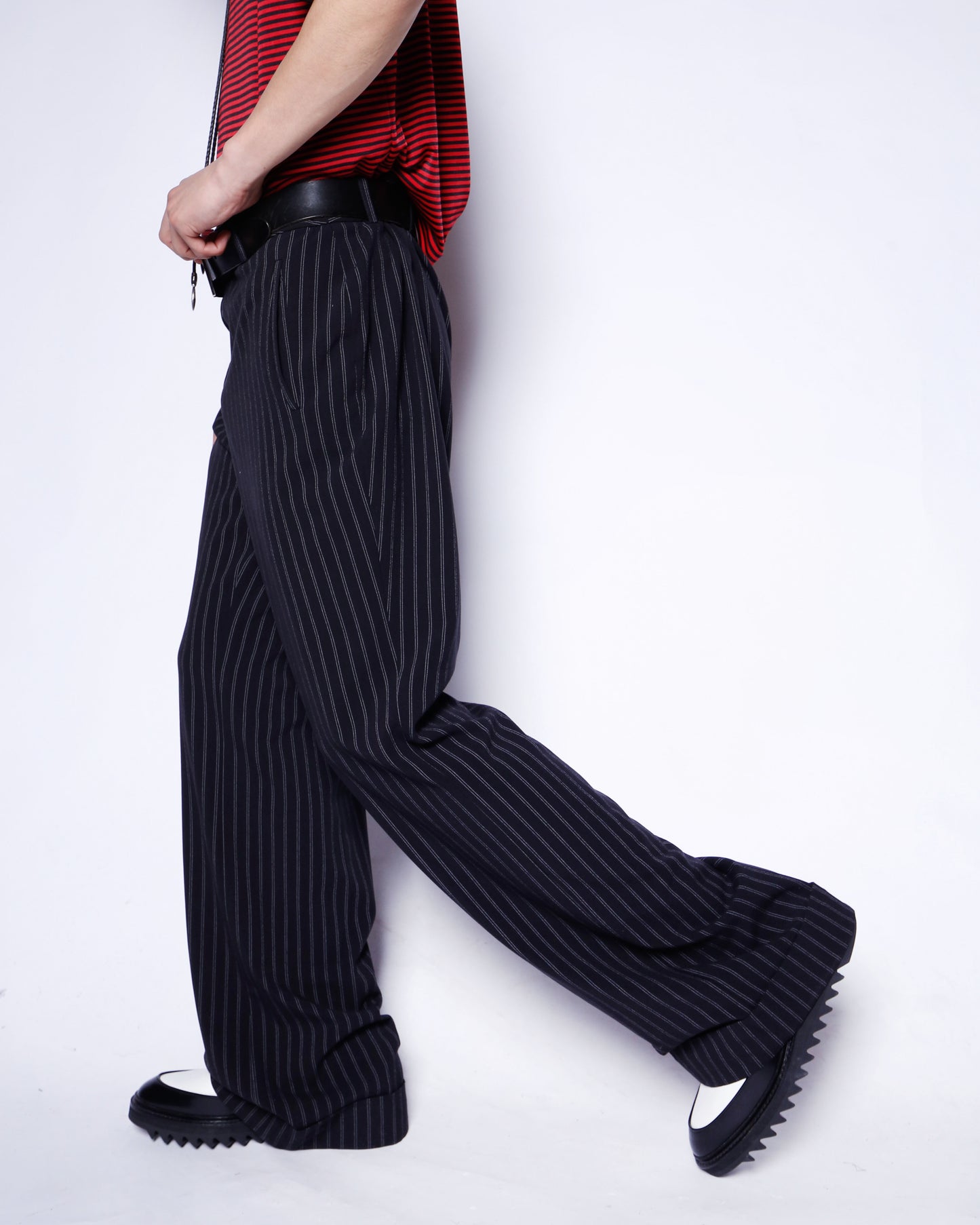 vintage low rise stripe flare slacks