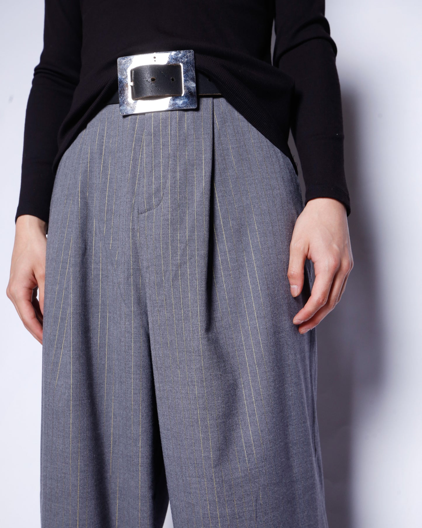 vintage tucked stripe wide slacks