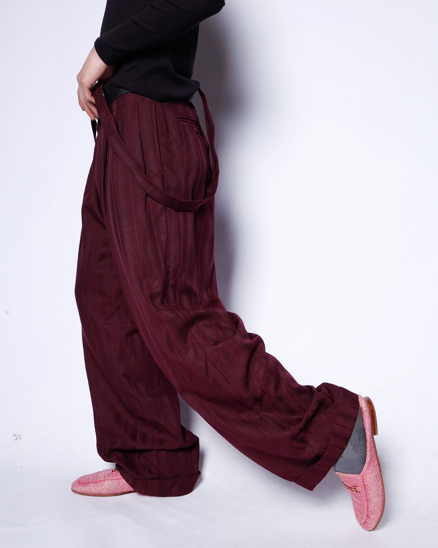 vintage tucked stripe zoot slacks, with suspender
