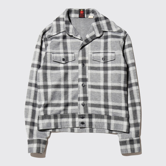 vintage 70's check poly trucker jacket