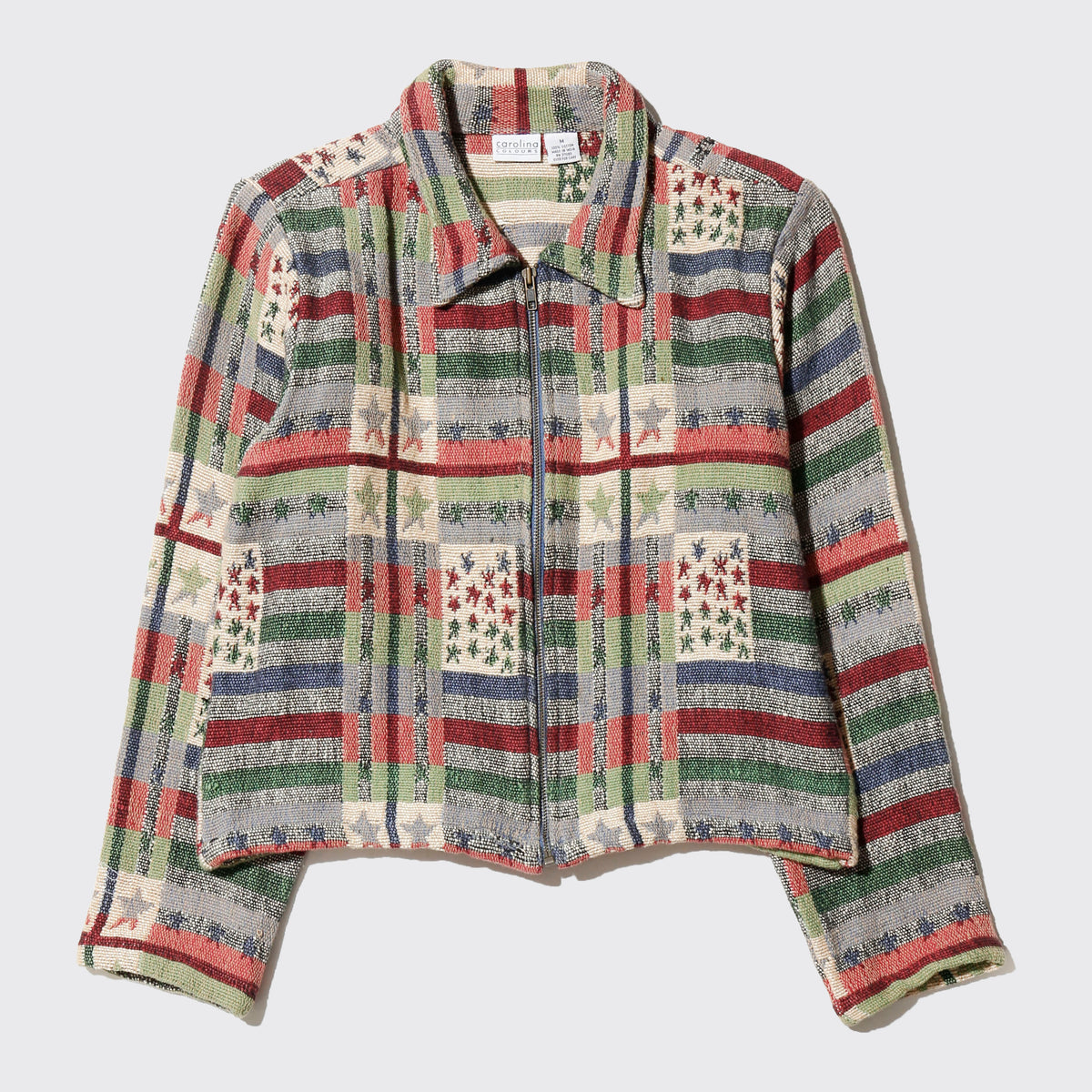 vintage cropped star tapestry jacket