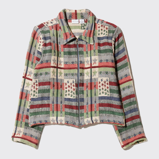 vintage cropped star tapestry jacket