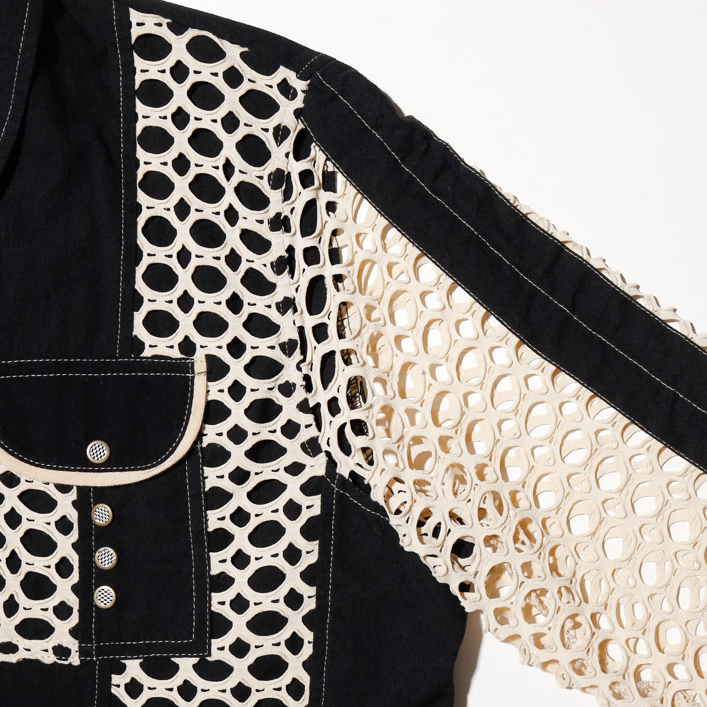 vintage mesh hybrid trucker jacket