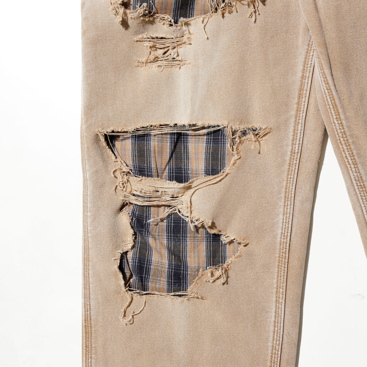 *one-off crash painter pants,with check liner