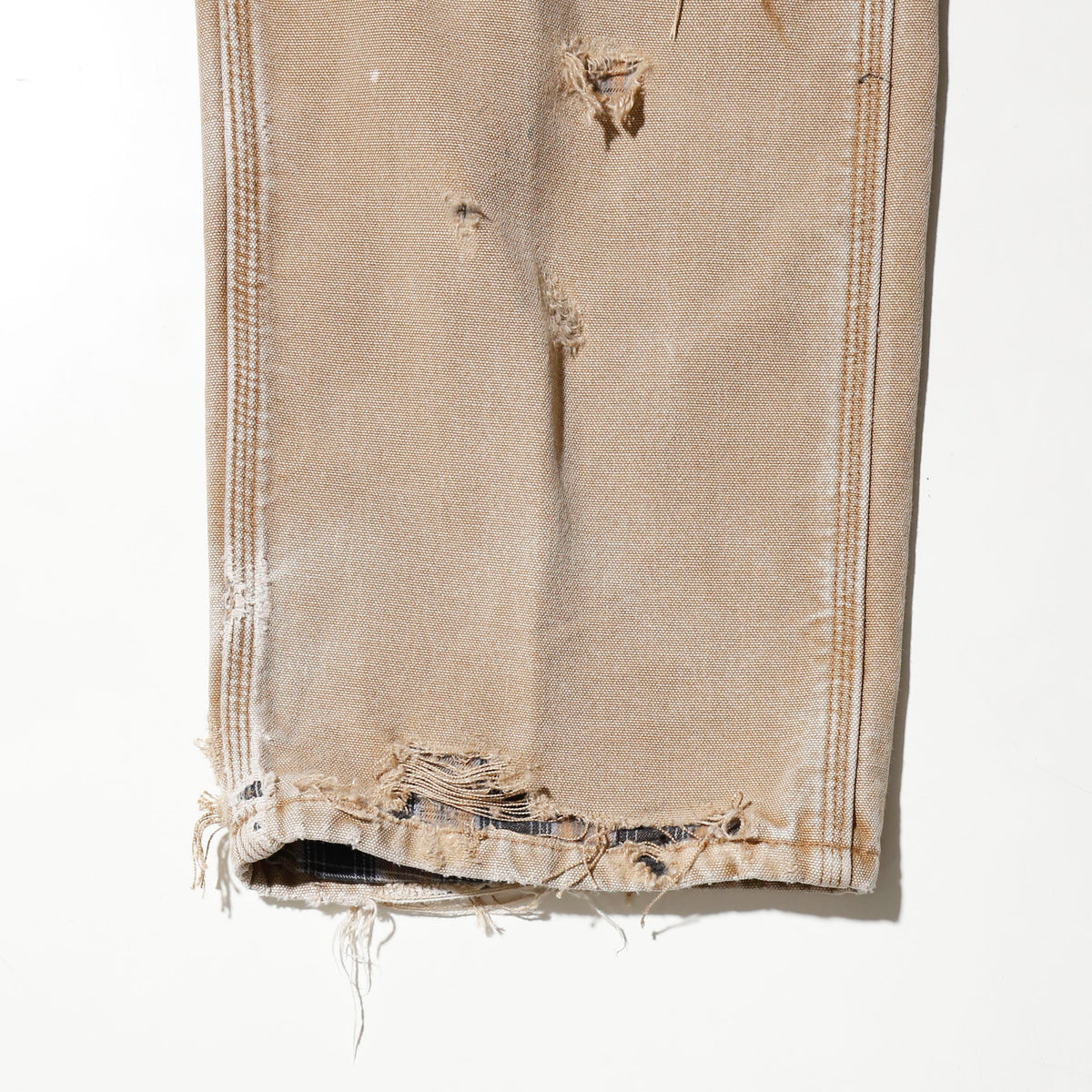 *one-off crash painter pants,with check liner