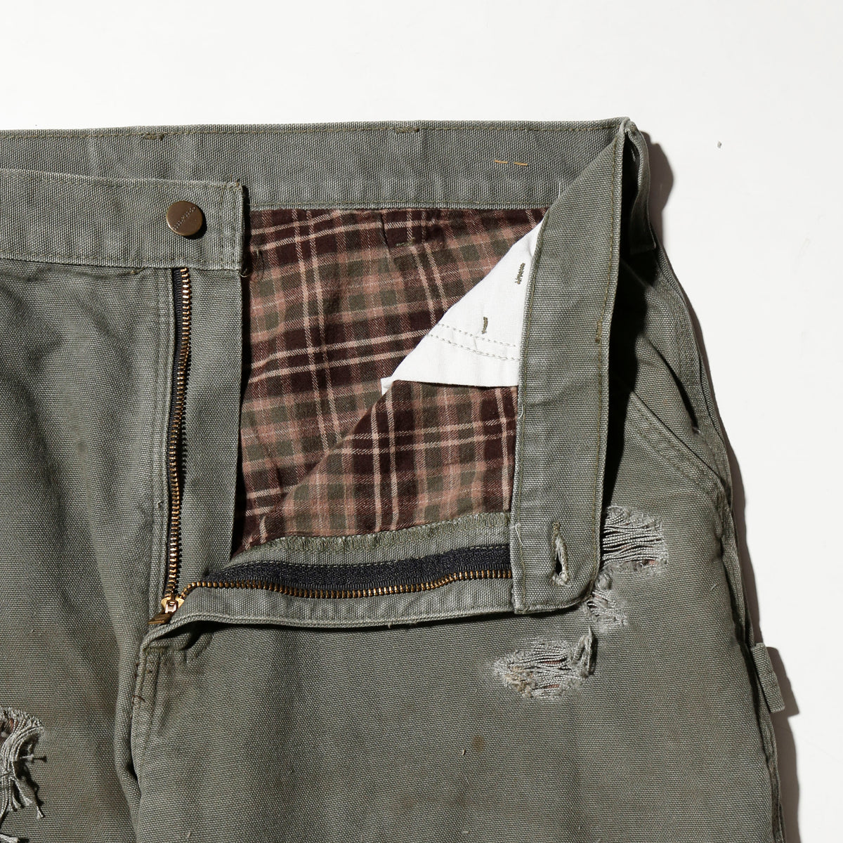 *one-off crash painter pants,with check liner