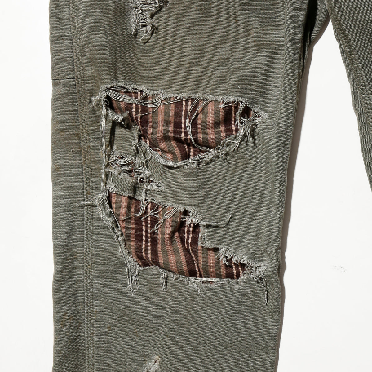 *one-off crash painter pants,with check liner
