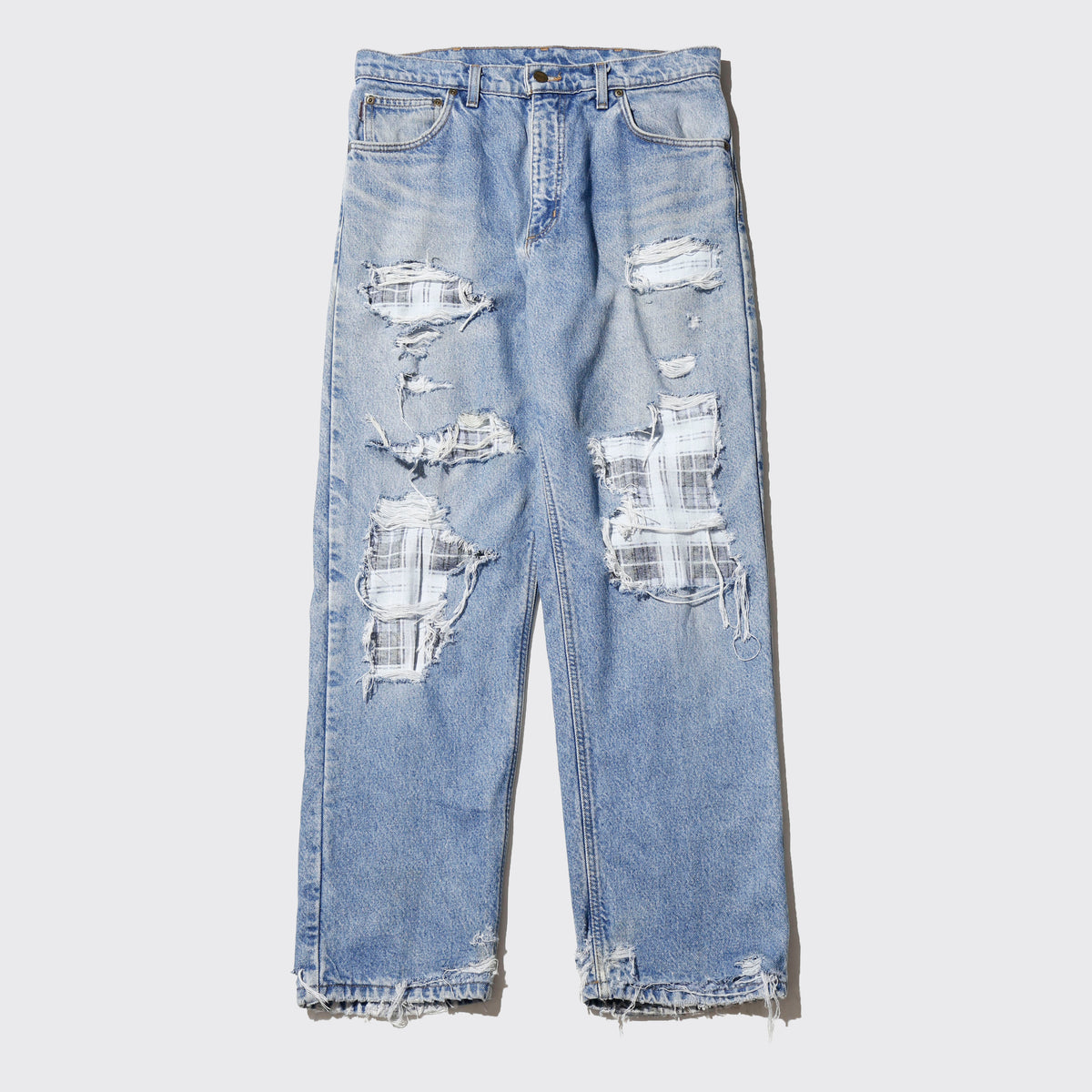 *one-off crash baggy jeans, with check liner