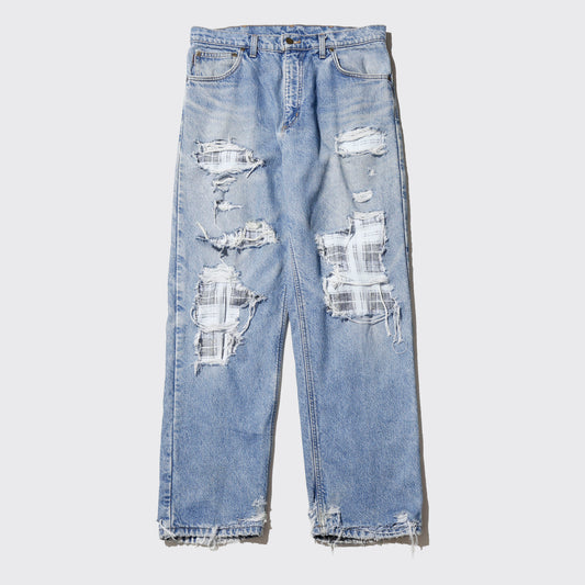 *one-off crash baggy jeans, with check liner