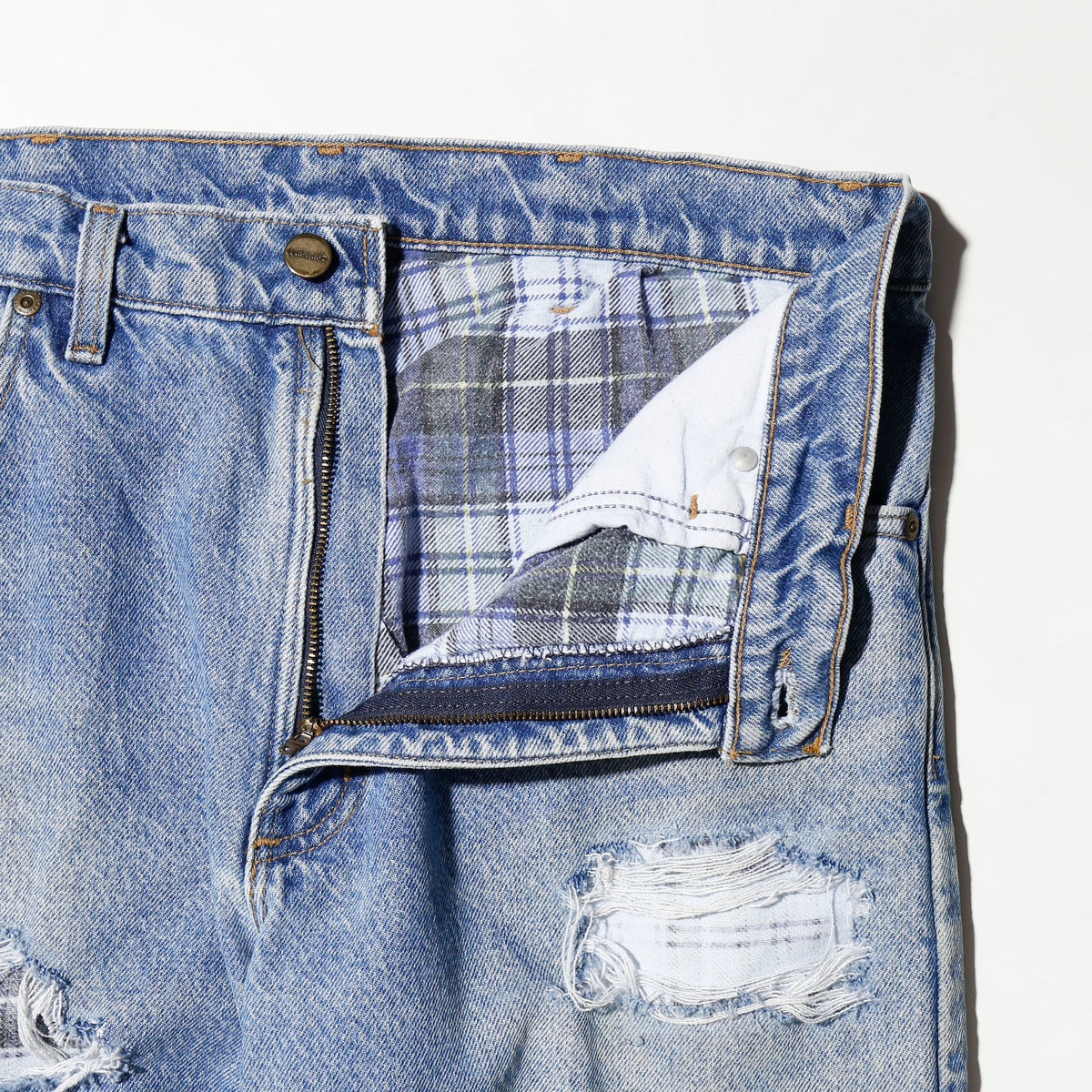 *one-off crash baggy jeans, with check liner