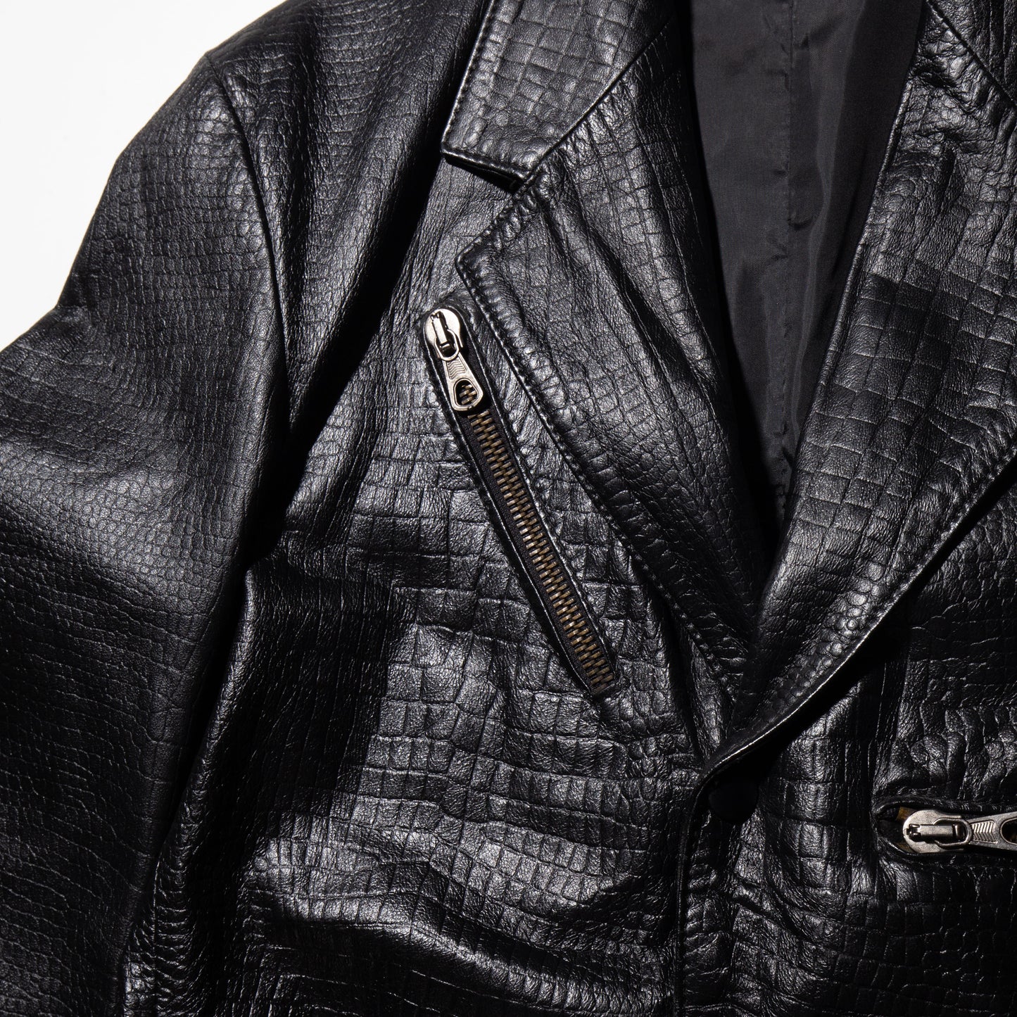vintage zipped leather tailored jacket