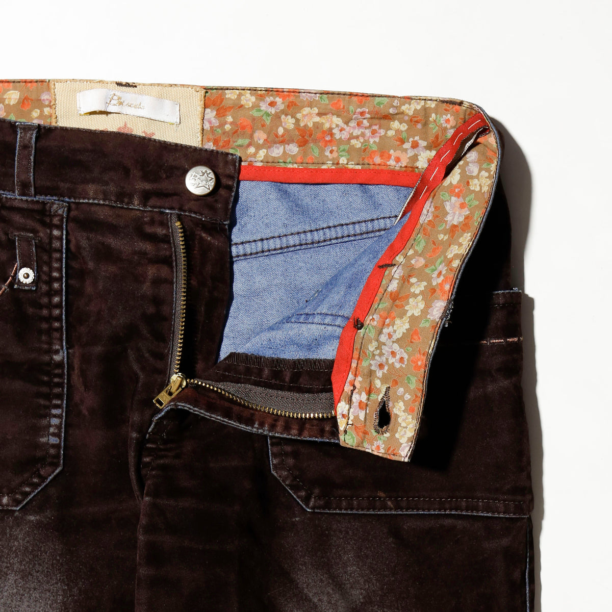 vintage low rise faded flocky flare trousers