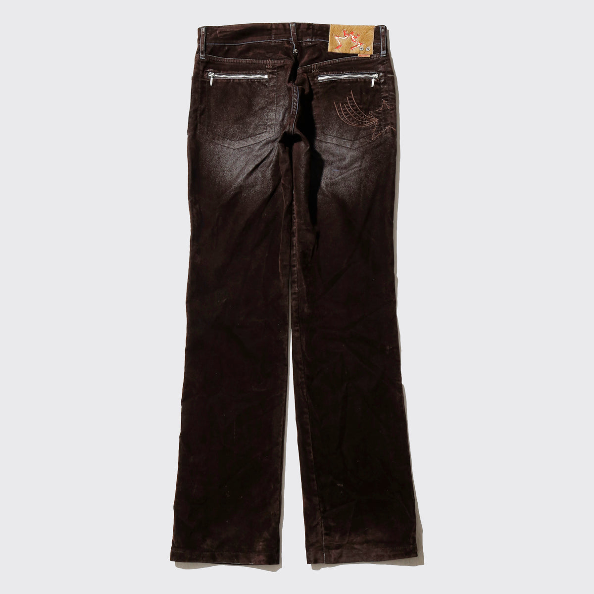 vintage low rise faded flocky flare trousers
