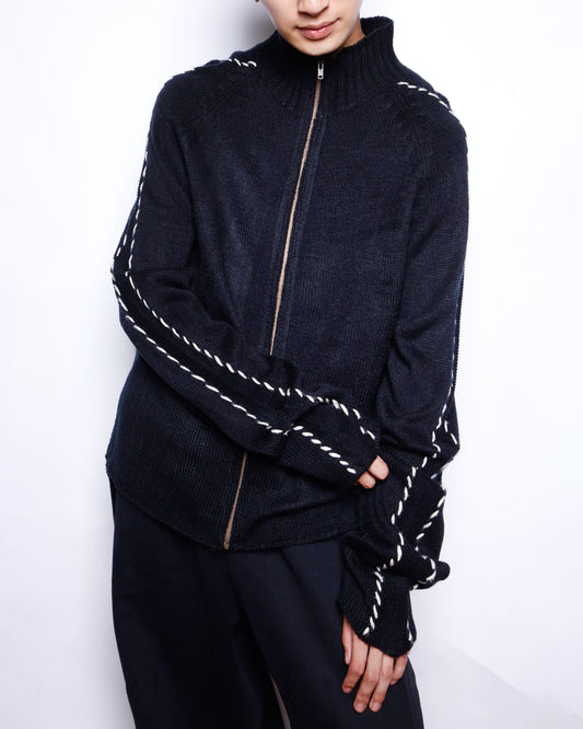 vintage stitch line knit jacket
