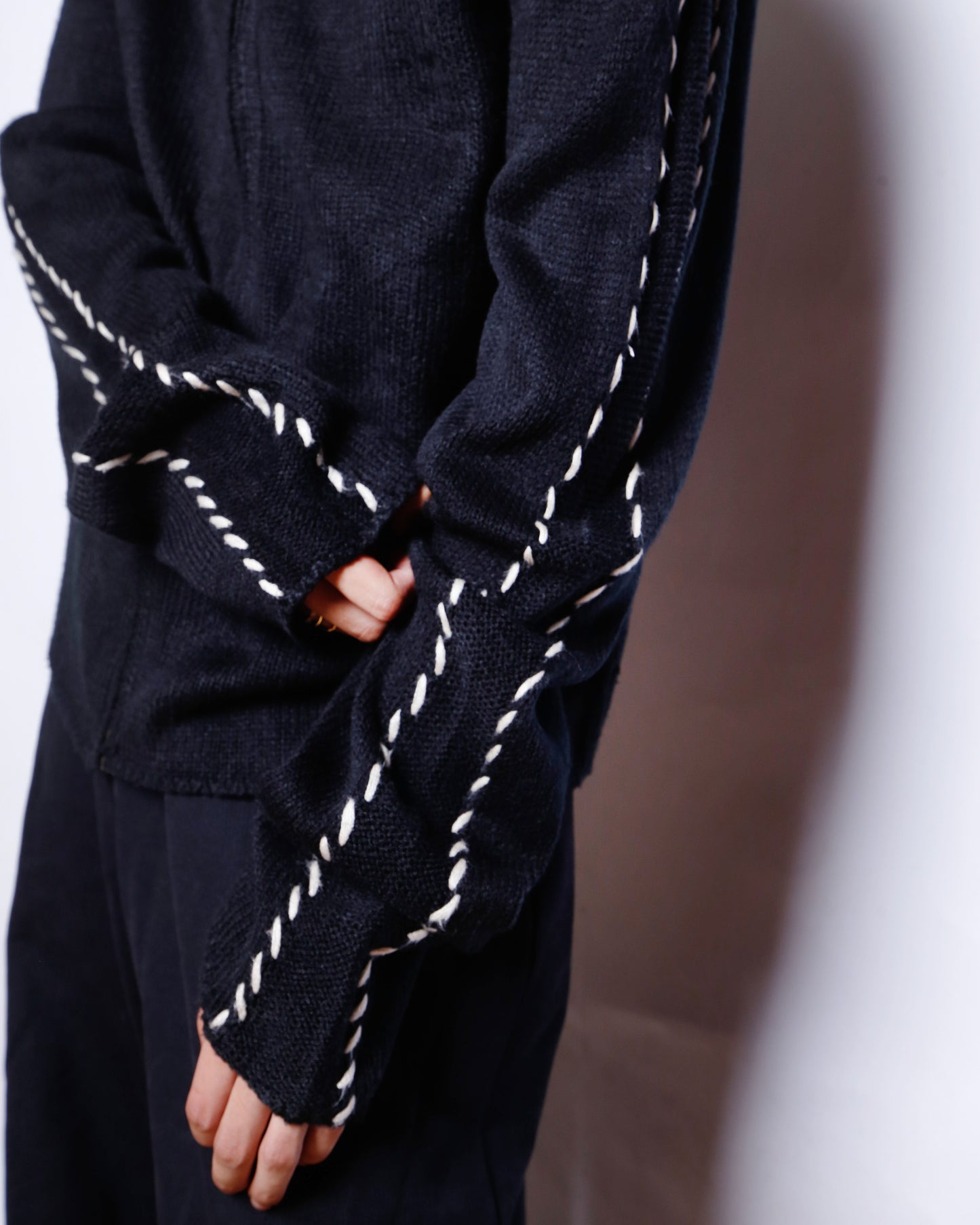 vintage stitch line knit jacket