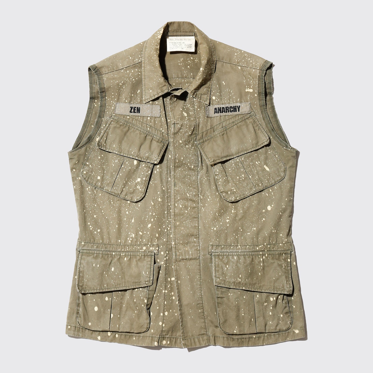 ss11' sasquatchfabrix zenanarchy splatter military vest, back: broderied dragon