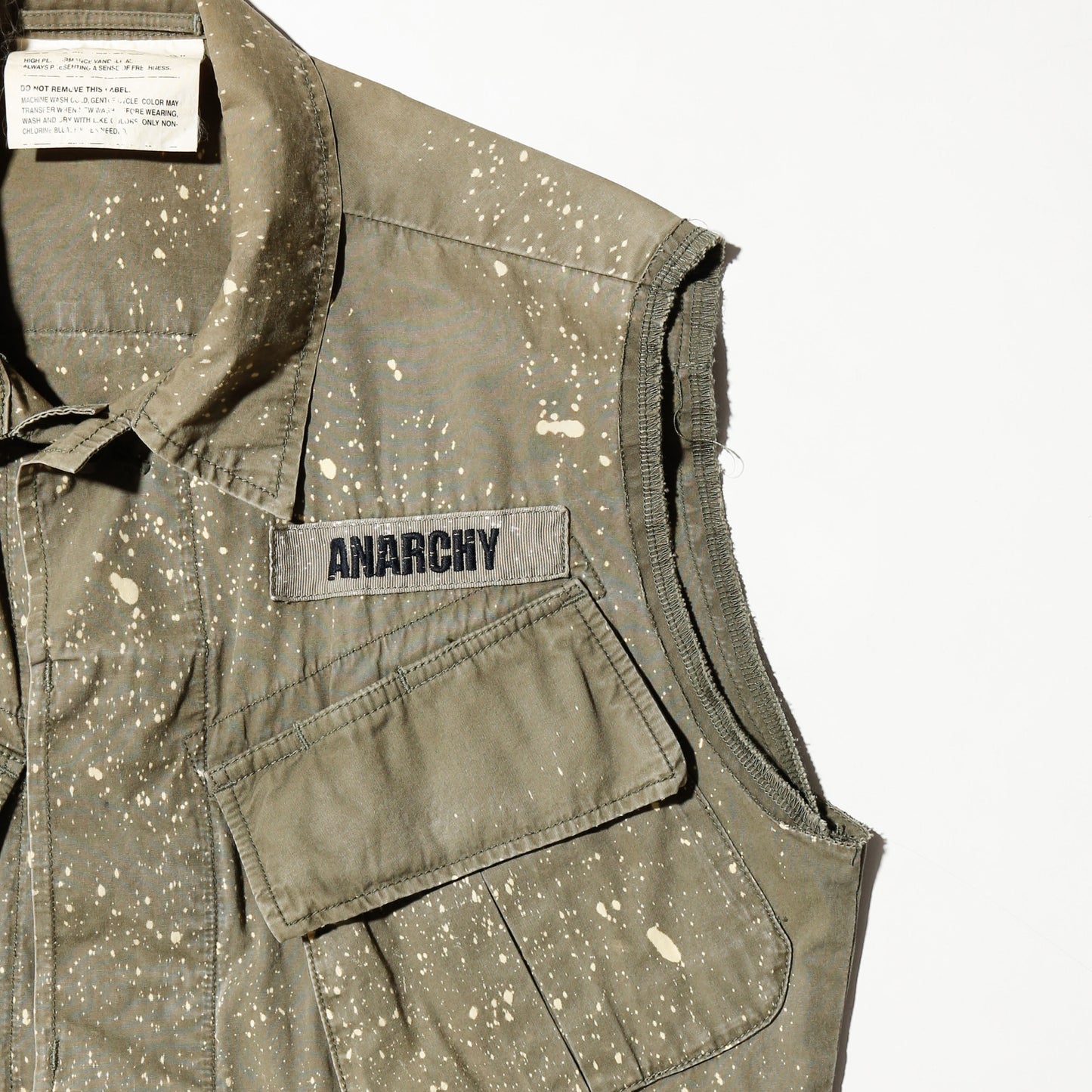 ss11' sasquatchfabrix zenanarchy splatter military vest, back: broderied dragon