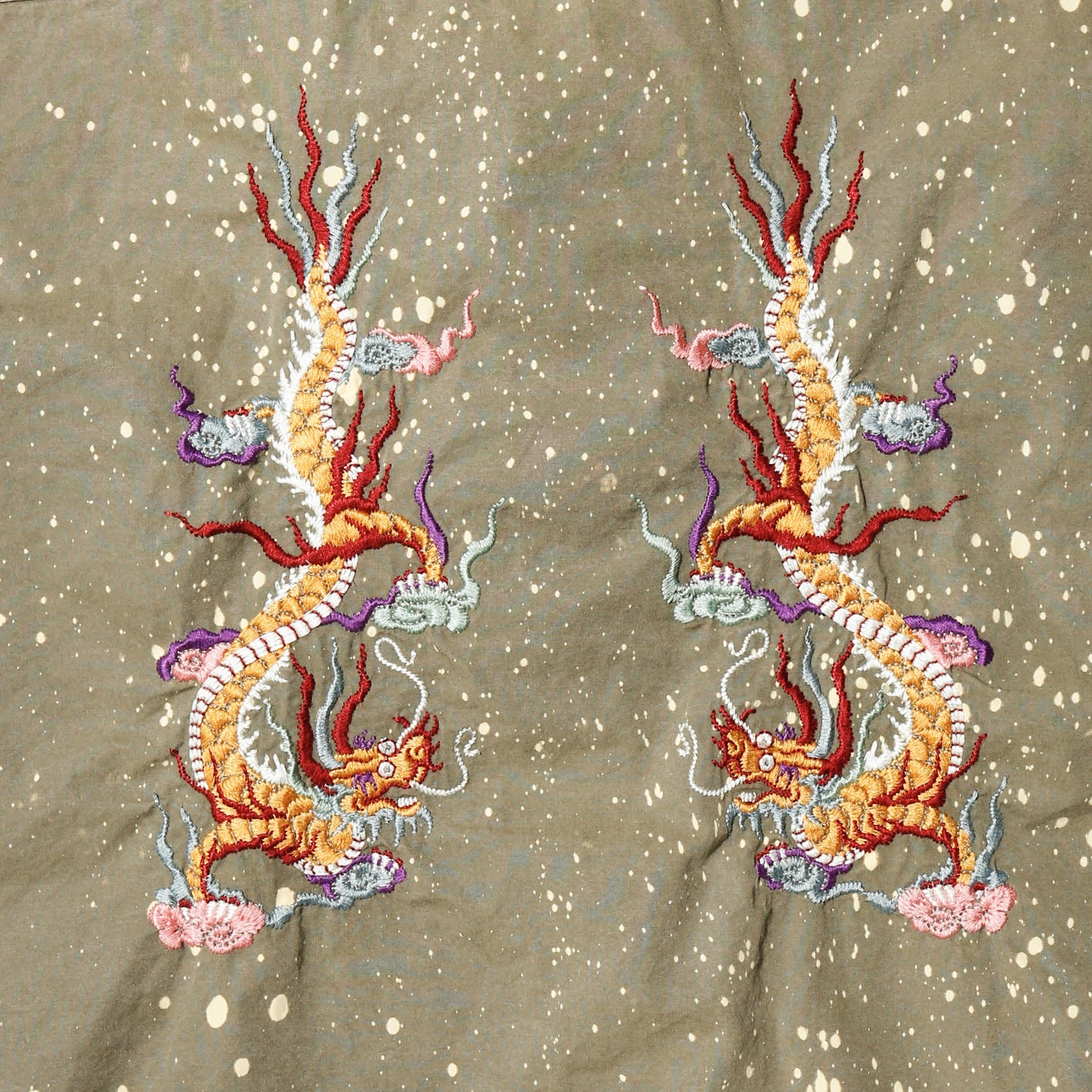 ss11' sasquatchfabrix zenanarchy splatter military vest, back: broderied dragon