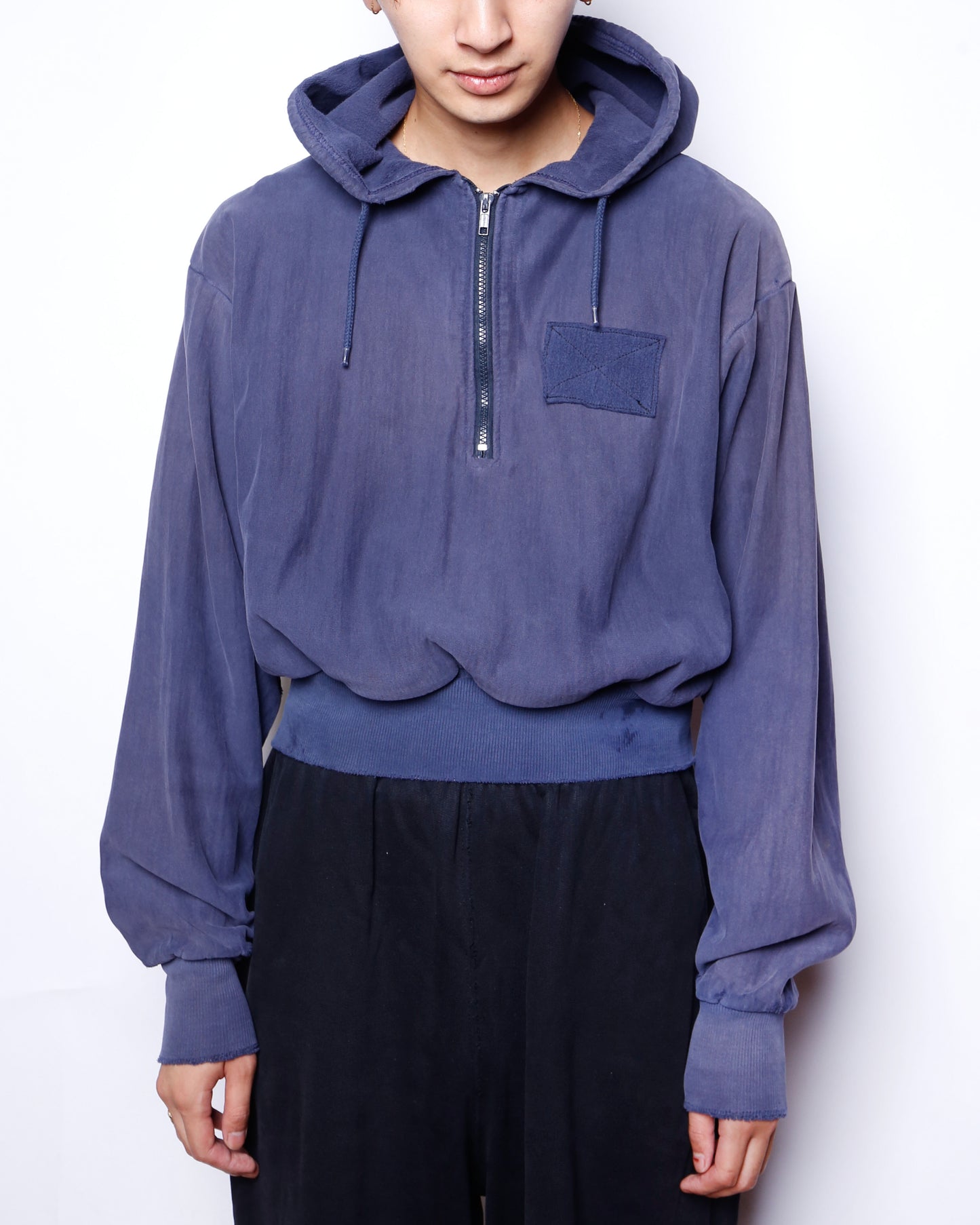 vintage broken half zip hoodie, resized short