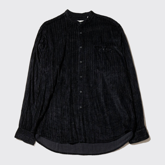 vintage textured collarless velour shirt