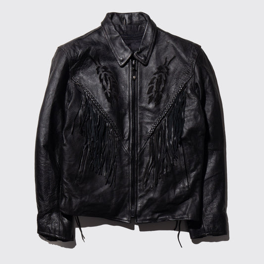 vintage fringe western leather jacket