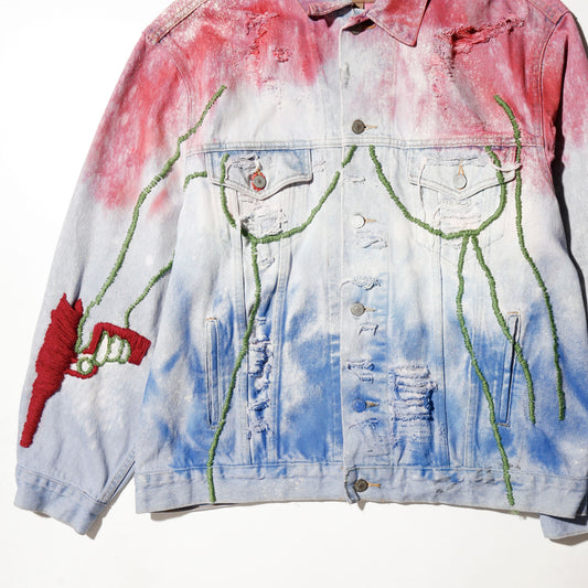 *one-off craft nude/gun trucker jacket
