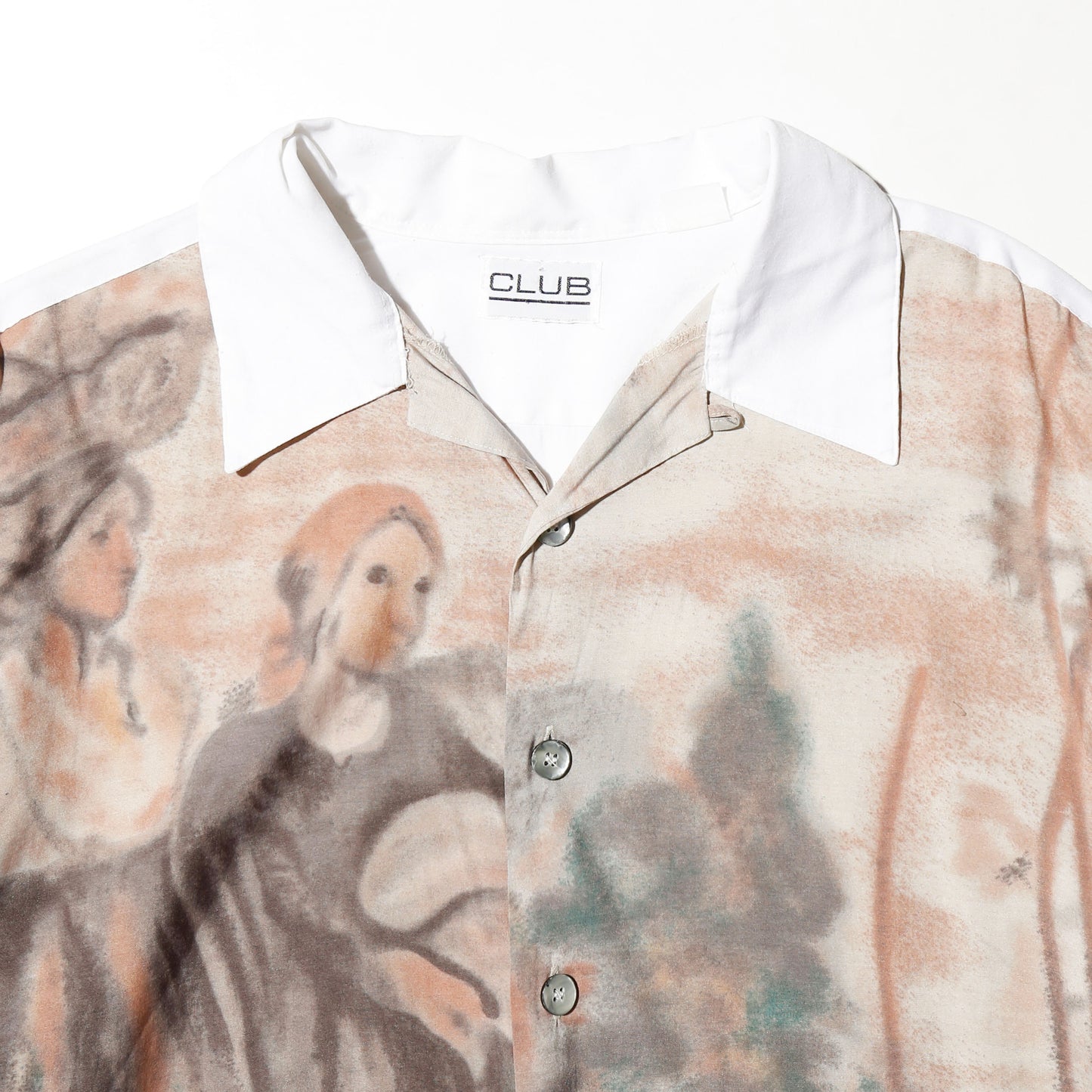 vintage art figure rayon open collar shirt