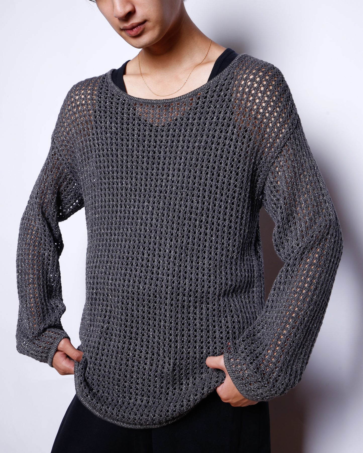 vintage lame fishnet sweater