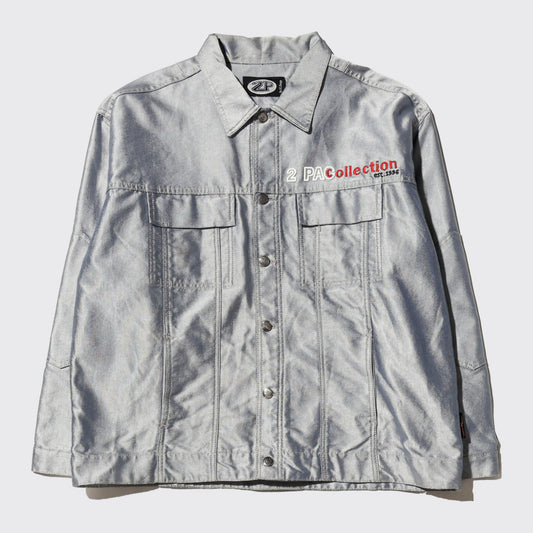 vintage 90's 2pac collection by j.c design metalic baggy trucker jacket