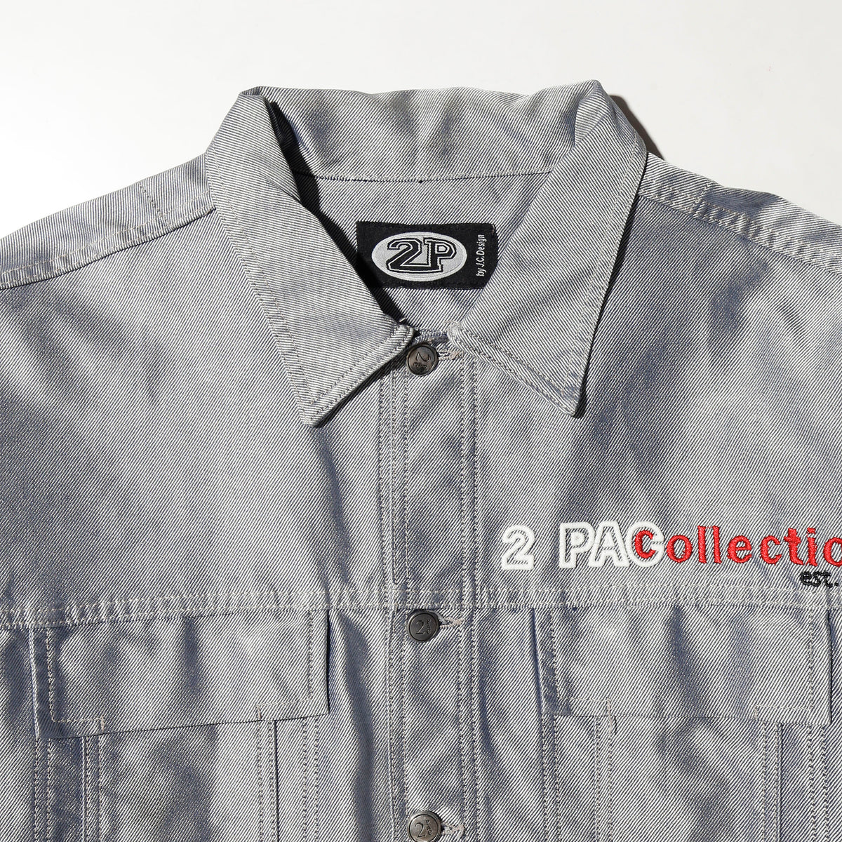 vintage 90's 2pac collection by j.c design metalic baggy trucker jacket