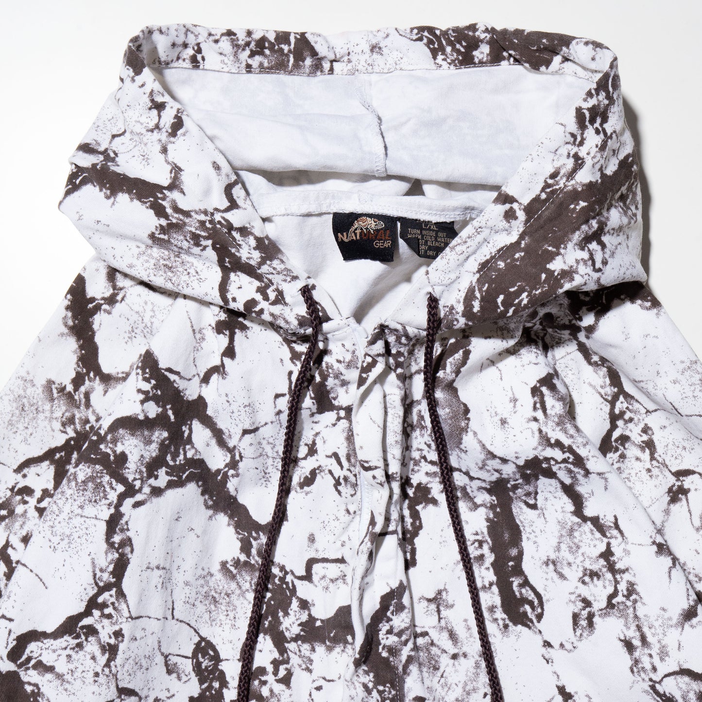 vintage natural gear snow camo hoodie