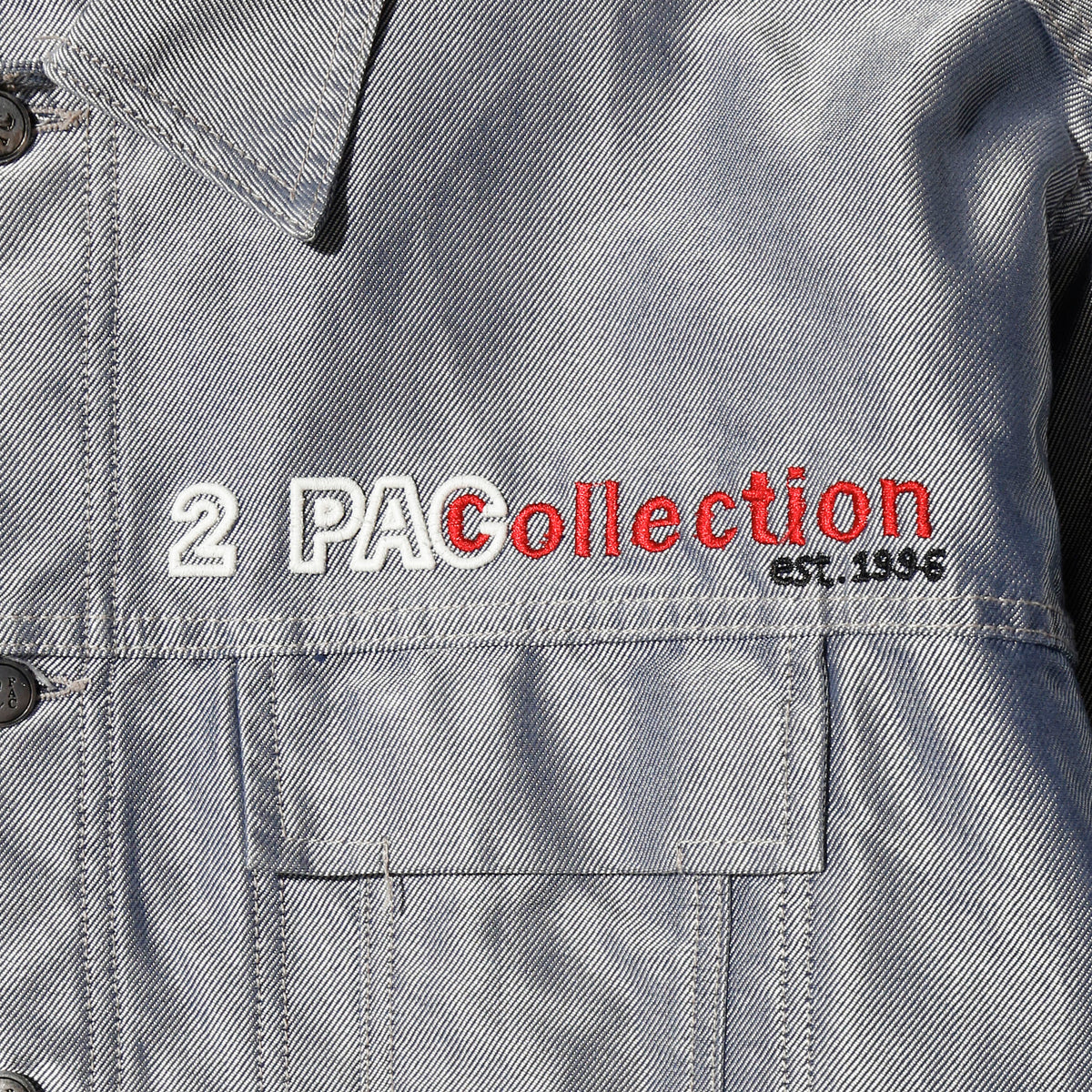 vintage 90's 2pac collection by j.c design metalic baggy trucker jacket