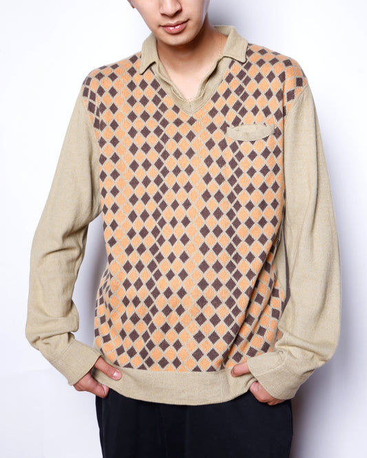 vintage 80's dockers argyle polo sweater