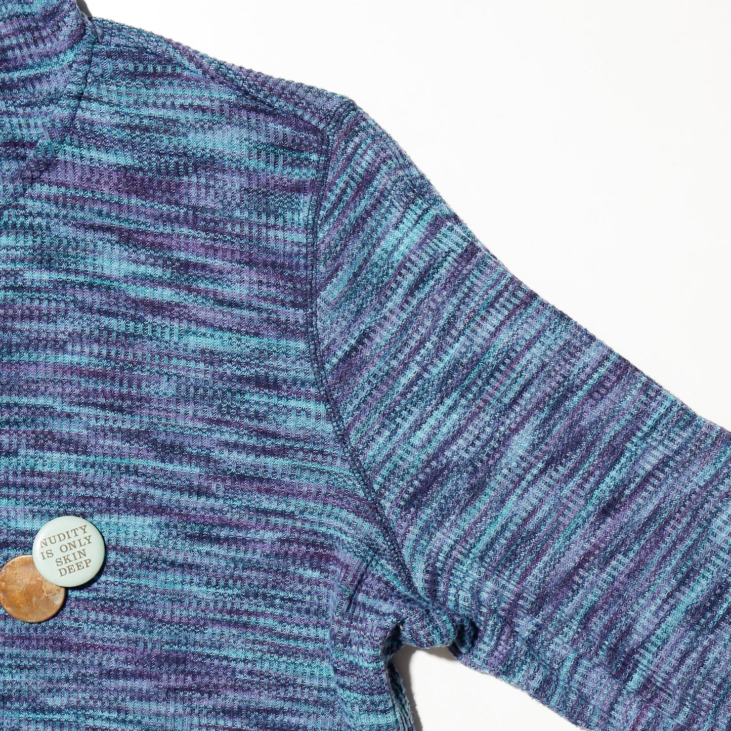 vintage melange knit hoodie, with copper badge