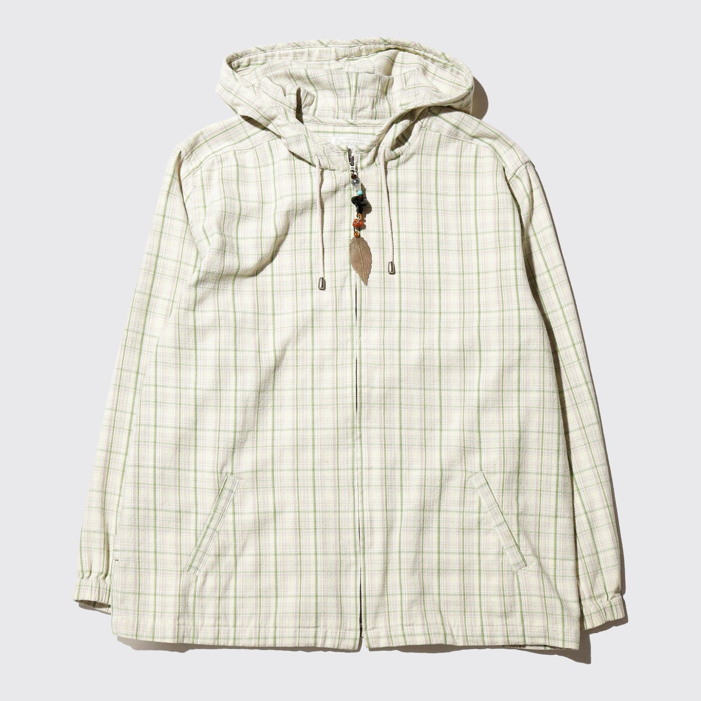 vintage charm check hooded jacket